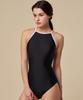 Laelliseupocheu [Osla643 Blk] Solid High Neck Double Strap Sturdy X-Back Black