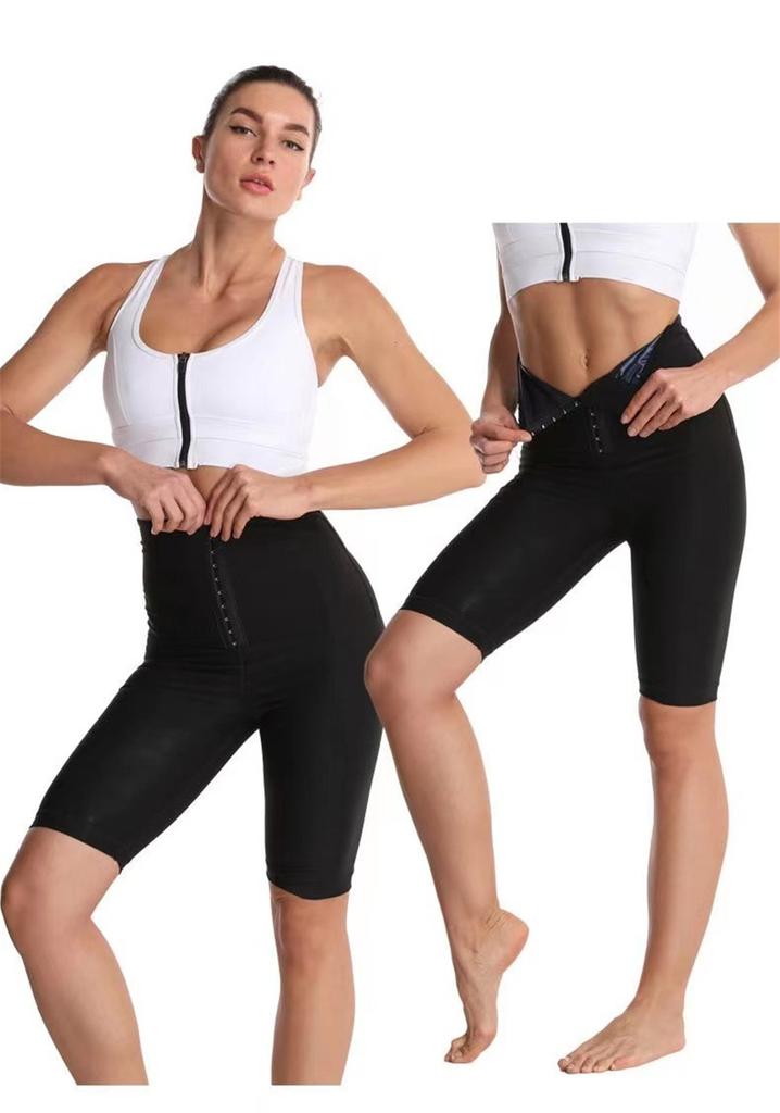 High Waist Waist Trainer Shorts for Women Slimming Body Shaper Workout Running Yoga Compression Pants with Hook Closure and Sweat Enhancing Design