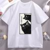 Japanese Cat Graphic TShirts Vintage Tokyo Aesthetic Black Cat Tee Kawaii  Streetwear Casual Cotton Short Sleeve Round