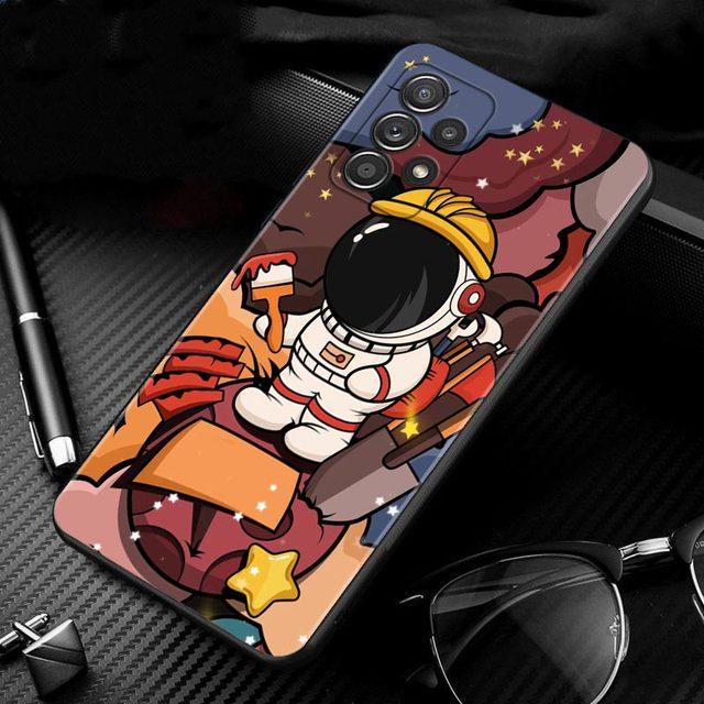 Niedliche Cartoon-Astronauten-Hülle für Samsung Galaxy A51 A71 A01 A11 A21 A21s A31 A41 A72 A52 A42 A32 A22 A12 A02 A02s F42 Handyhülle