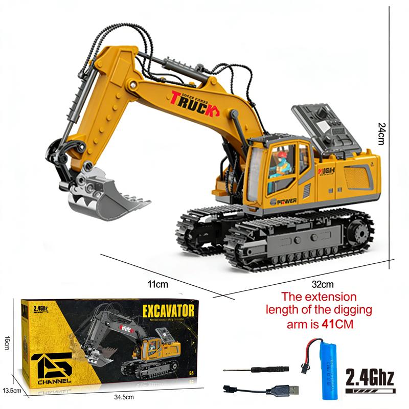 High-quality 15/17 CH Alloy Remote Control Excavator 2.4G RC Crawler Engineering Vehicle Toy for Kids Christmas Birthday Gift