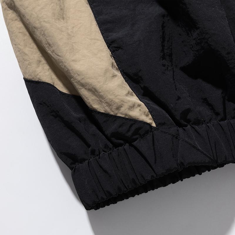 Giacca da Uomo Color Block con Collo Alto e Zip, Giacca a Vento Casual a Strisce, Capo d'Abbigliamento Esterno