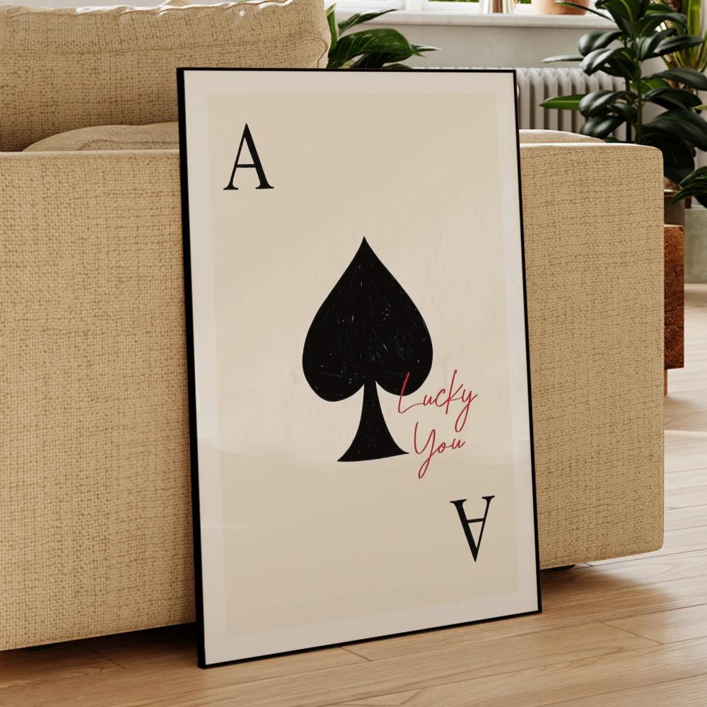 1ps Frameless Lucky You Playing Poker Wall Art Print Canvas Painting Poster Picture Living Dining Bed Room Home Decoration