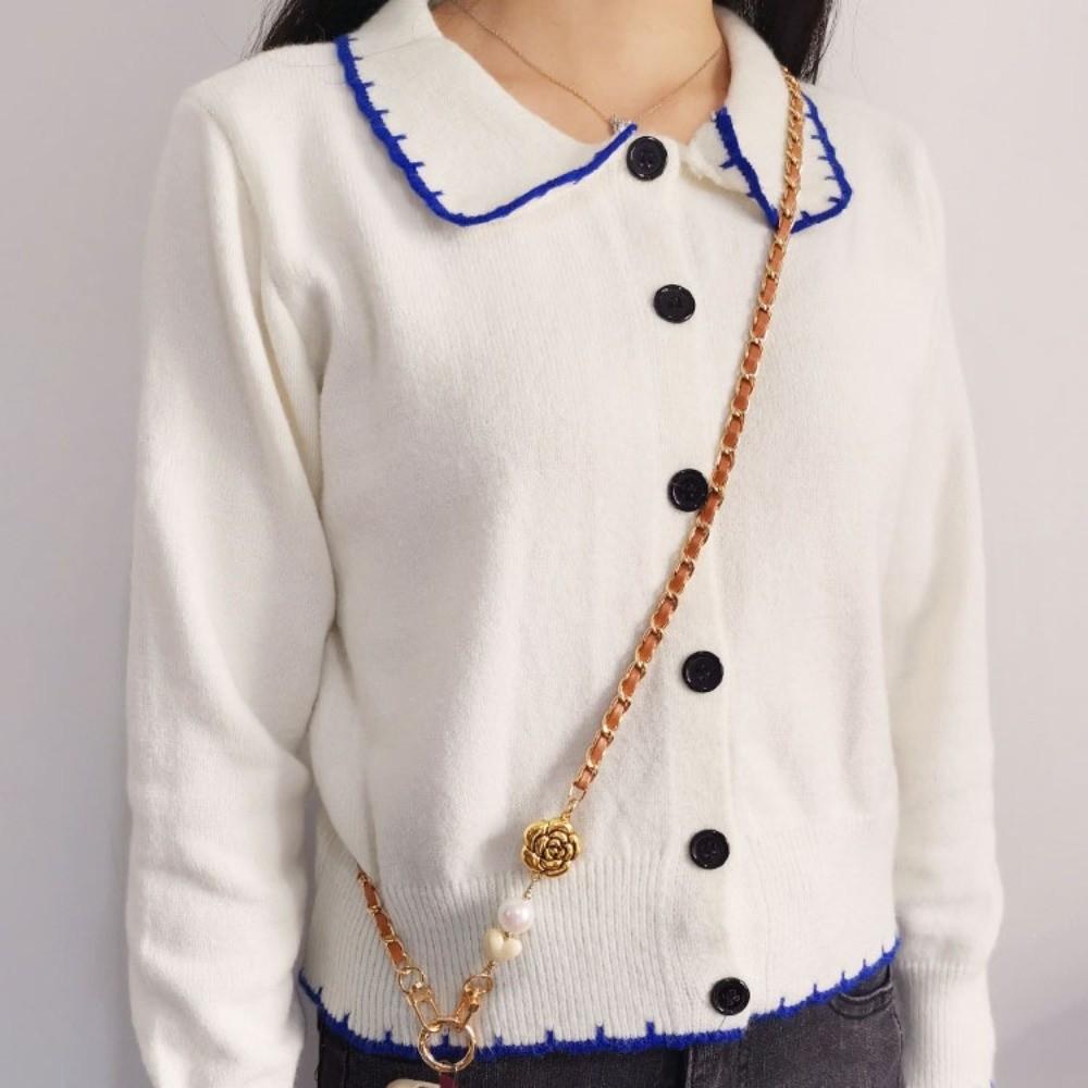 Camellia Crossbody Phone Rope Metal Chain Mobile Phone Strap Hanging Ornaments