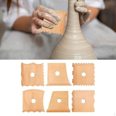 6 ks Hrnčiarske nástroje Hlinené rebrá Gravírovanie Modelovanie Odolný drevený tvarovač nôh pre