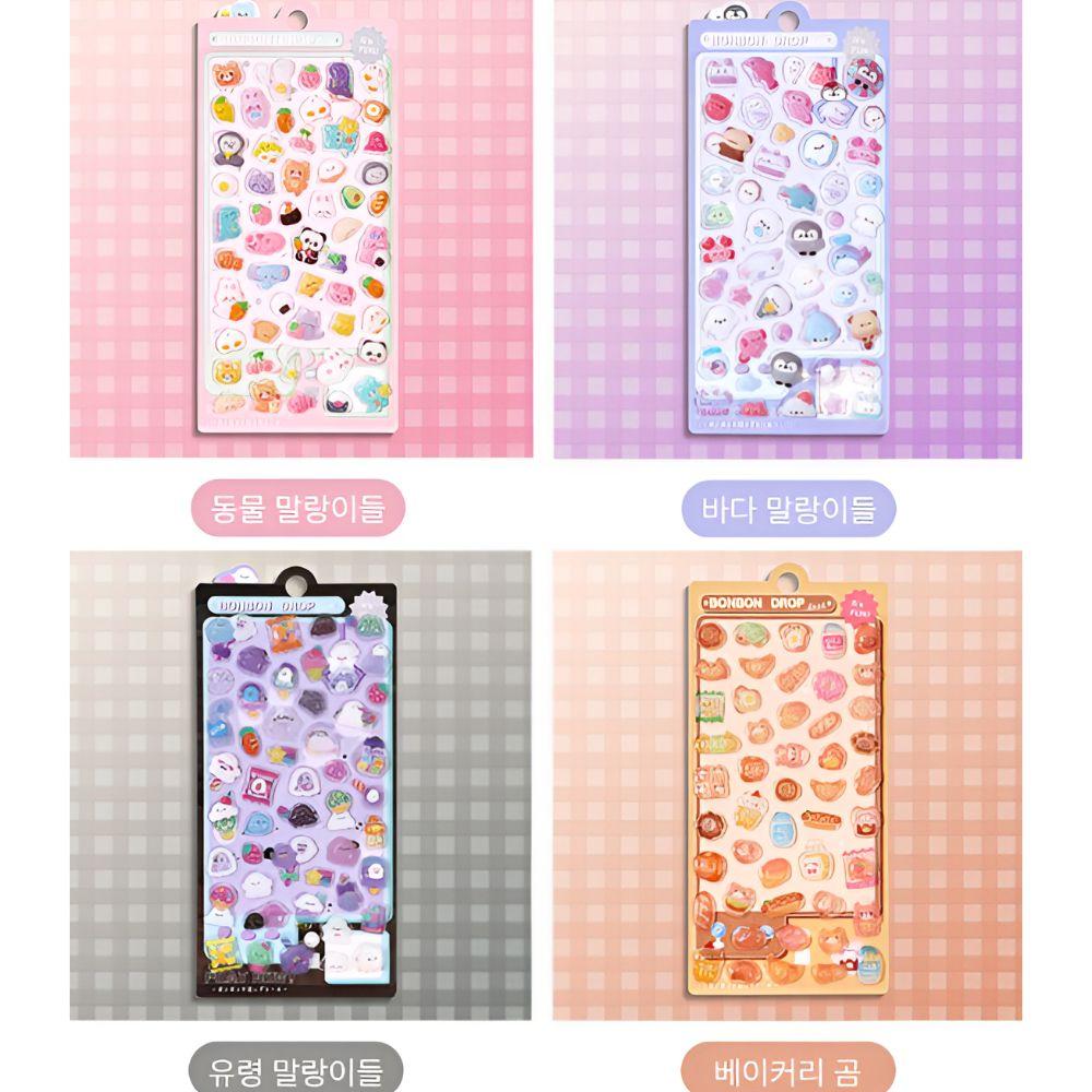 3D Puffy Stickers Set 10pcs Cute Scrapbook Phone Deco Stickers Kawaii
