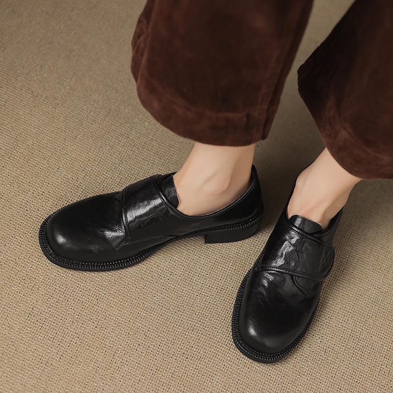 Fashion 2025 New Fashion Genuine Leather Women Pumps Shoes Spring Mid Heels Shoes Round Toe Casual Woman Office Loafers Ladies 34-40