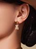 Qiong Yao Full Diamond Bear Pendant & Bamboo Joint Earring Bracelet Necklace Set - Non-fading.