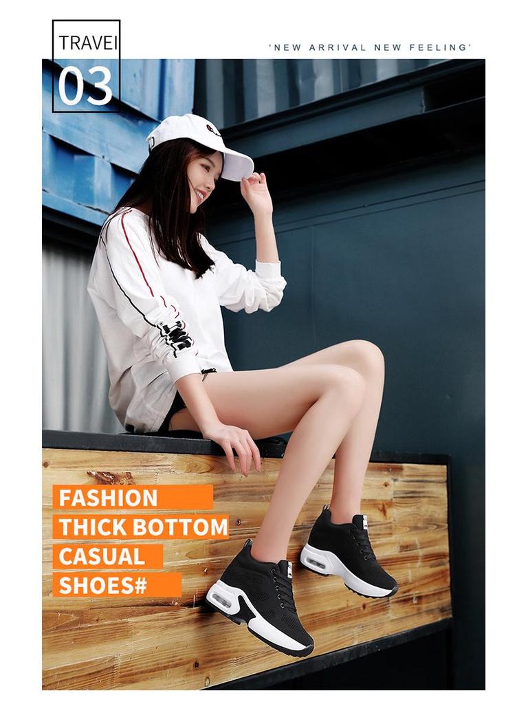 Damen Herbst Atmungsaktive Mesh Tanz-Sneaker: Innere Höhenerhöhung, Luftpolster, Weiche Sohle