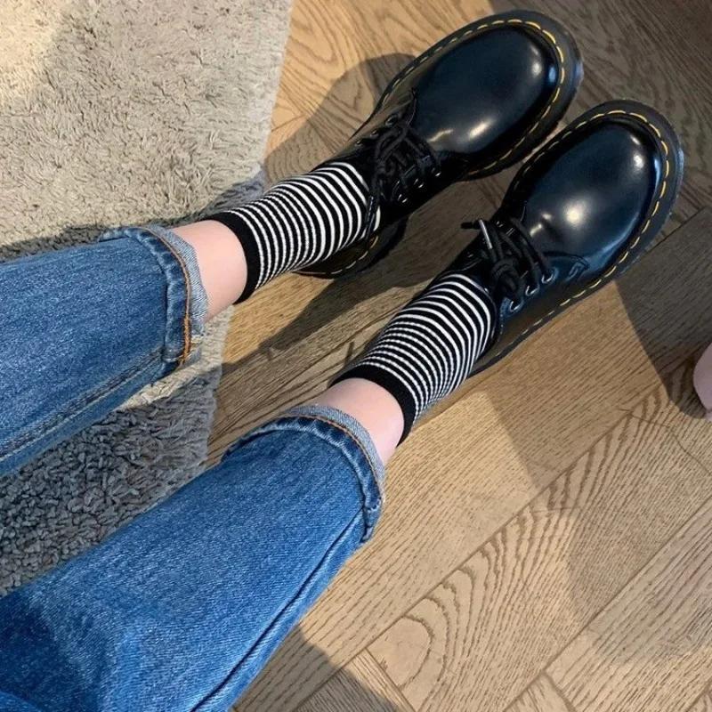 

Повседневные туфли для женщин на шнуровке из ПУ на высоком каблуке-копытце с круглым носком, туфли-оксфорды для женщин, однотонные туфли на платформе, большие размеры, zapatos mujer 35 чёрный