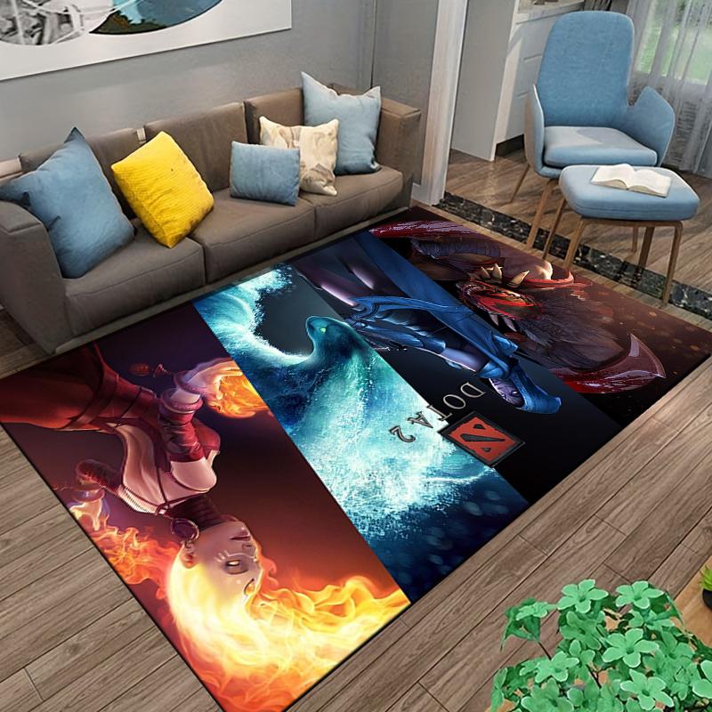 Dota 2 Themed Rug with Colorful Characters and Dynamic Action Suitable for use as an anti-slip game mat for living room and bedroom sofas