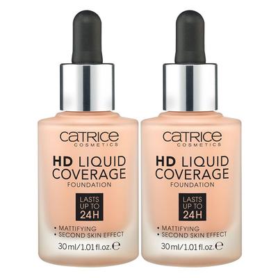 HD Liquid Coverage Foundation 30ml, No. 020 Rose Beige, 2 Pcs.