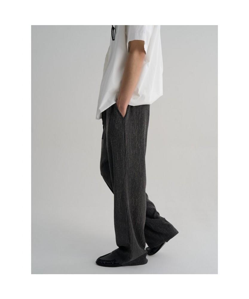 8SECONDS Two-Tone Crease Wide Fit Elastic Waist Pants - Ash