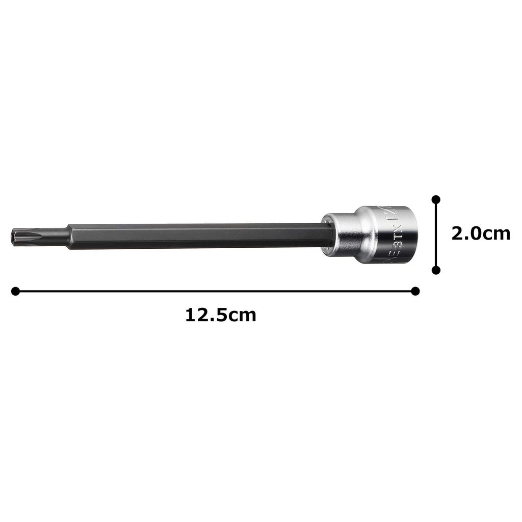 TONE Long Torx Socket T27H (Tamper-Proof Type) HP3TX-T27HL, 9.5mm (3/8") Drive,