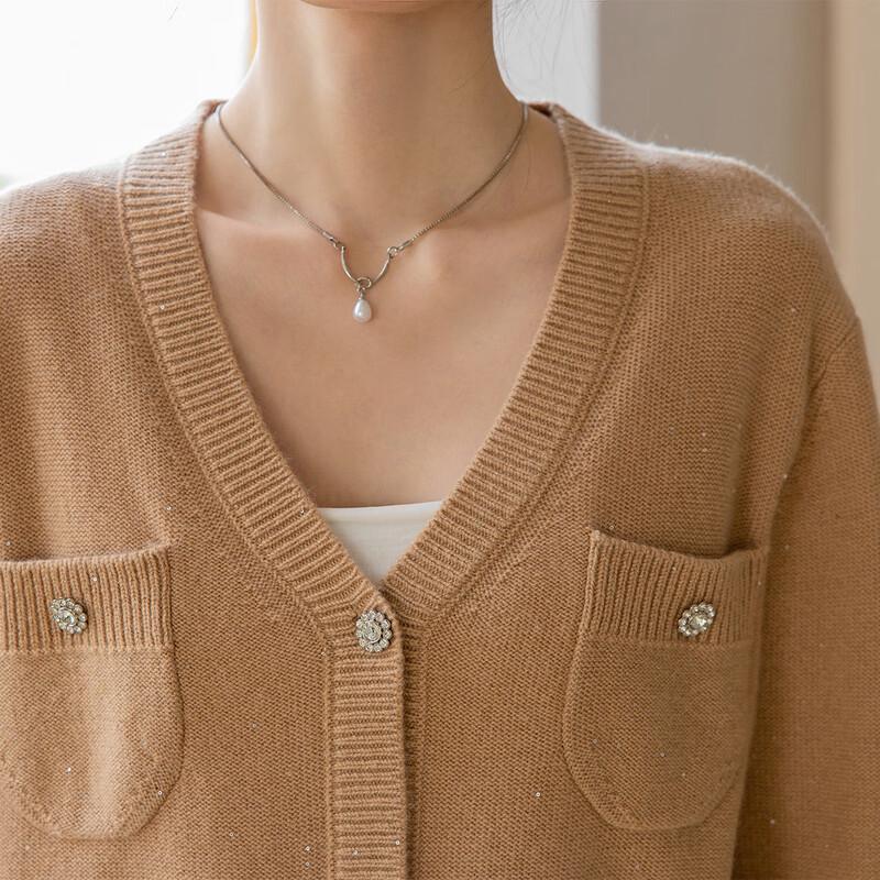 MOCANA Women's Long Sleeve V-Neck Cashmere Sweater