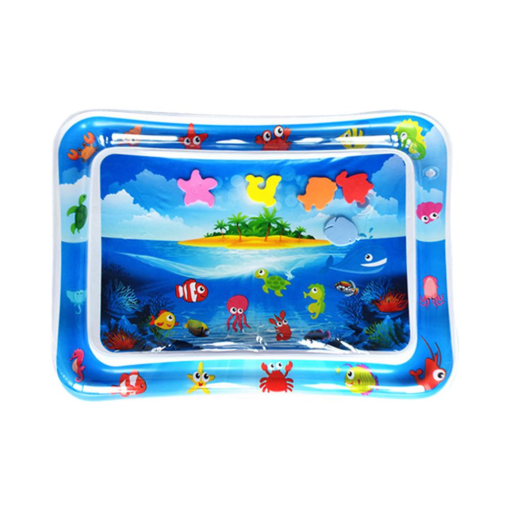 Inflatable Baby Water Mat PVC Marine Animal Water Mat Double Edge Animal Water Mat Foldable for Infants Toddlers for Activity