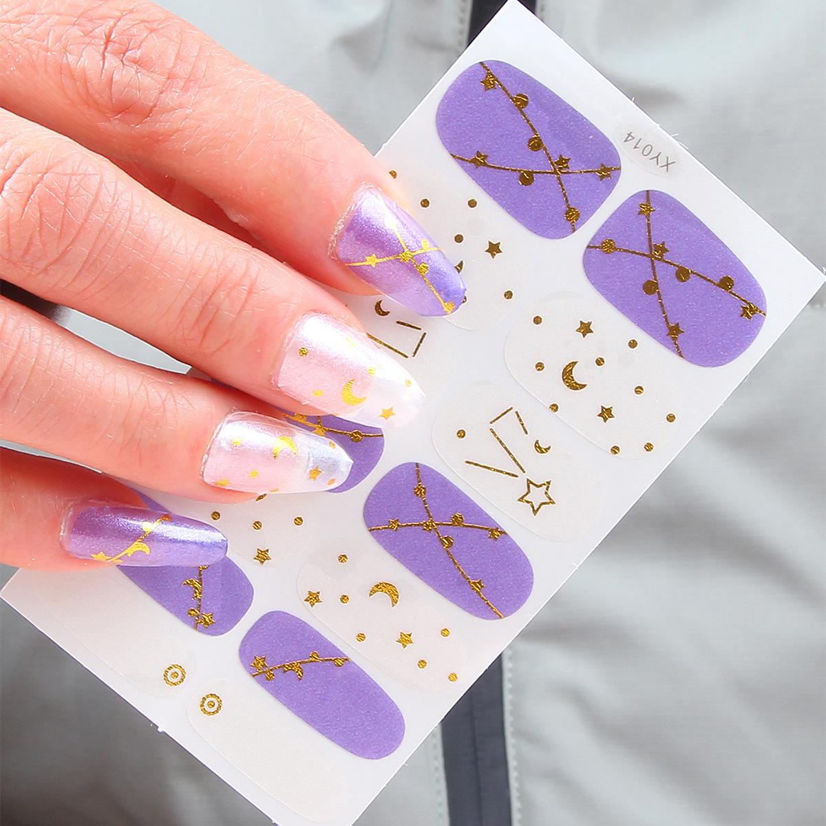 

Starry Sky Nail Art Stickers: Full Cover Hot Stamping Stars & Moons (14 Stickers, Styles XY001-003)