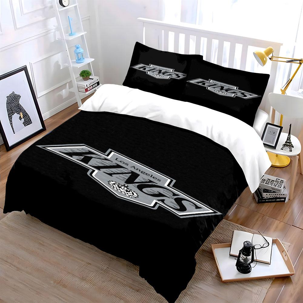 Los Angeles Kings Logo Design Print Bedding Set Duvet Cover Pillowcases (1* Duvet Cover 2* Pillowcases Do Not Include Comforter)