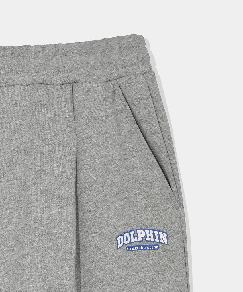 [Set] Dolphin Silicone Print Hoodie & One-Pleat Pants Melange Grey
