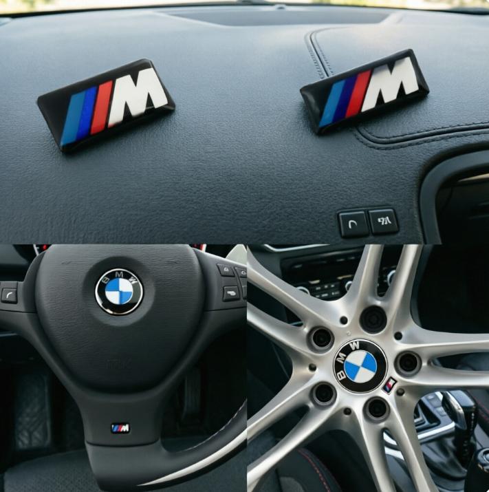 E2F All BMW E46 E39 E38 E90 E60 E36 F30 F20 X1 X3 X5 M Logo Car Steering Wheel Hub Caps Center Emblem Badge Sticker DIY Sticker