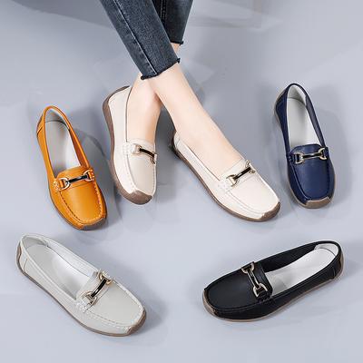 Leather Women Flats Woman Casual Shoes Luxury Loafers Female Slip-on Boat Shoes Moccasins Big Size 35-44