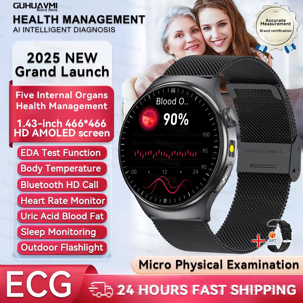 Gesundheits-Smartwatches in Pflegequalität für Männer Frauen Präzise Erkennung Herzfrequenz Blutfette Harnsäure Blutdruck EKG Smart Wat