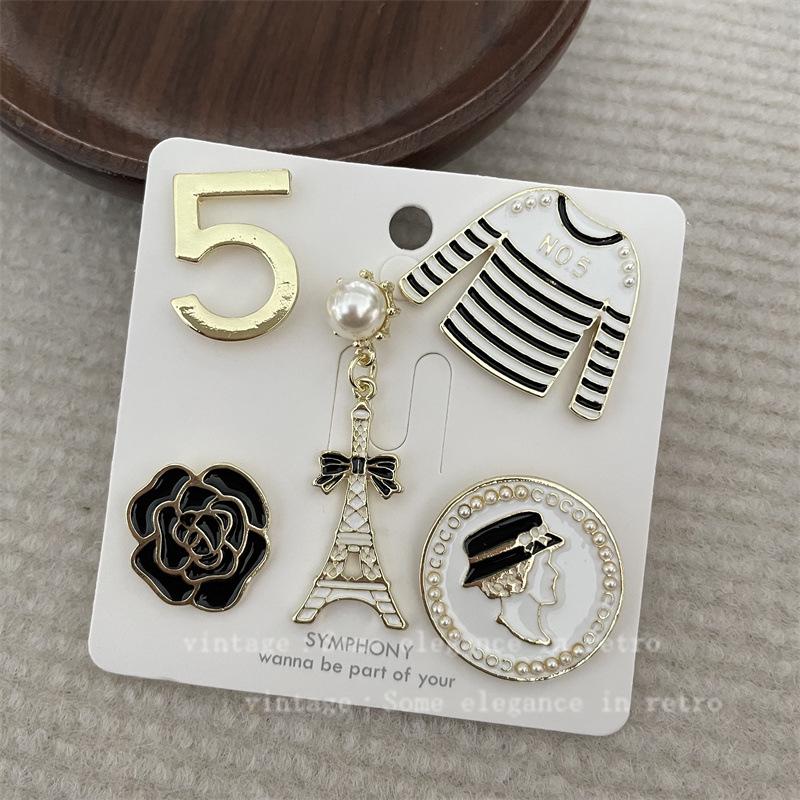 Vintage Distressed Brooch Set: Coco Style Corsage Pin Collection