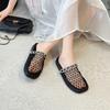 Baotou half slippers women's outer wear 2025 new summer mesh breathable niche thick-bottomed lazy French cool slippers