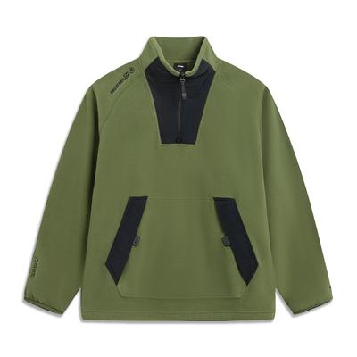 Li Ning Outdoor CF Traspirante Caldo Pile Pullover Largo Lettera Manica Raglan Manica Lunga Collo Alto Giacca in Pile Uomo giacche AWDVE29-3