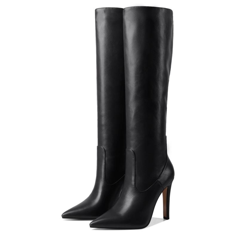 Black Western High Boots For Women Shoes Sexy Elegant High Heels Winter Spring Women's Knee High Boots Chelsea Long Shoes Lady