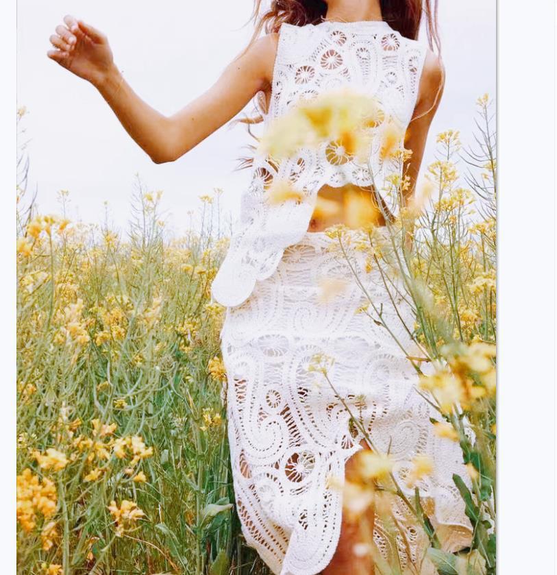 

Женский белый вязаный кружевной топ без рукавов и юбка с высоким разрезом, элегантный бохо летний наряд XL