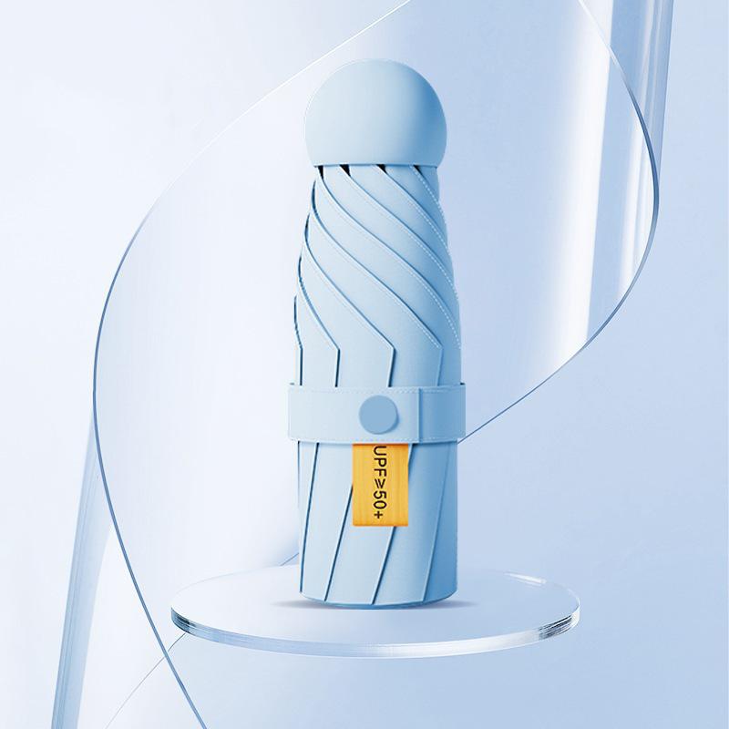 Compact Five-Fold Mini Umbrella: Portable Capsule Design for Sun & Rain, Dual-Use, Anti-UV Protection for Women