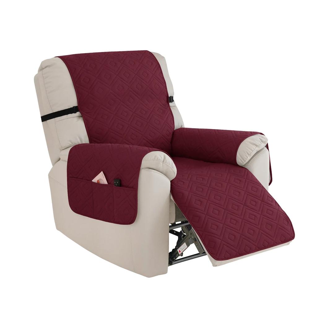 1 Seater Recliner Sofa Cover Anti-Slip Lounge Chair Cover Dog Pets Kid Dustproof Quilted Single Armchair Slipcover Hotel Home