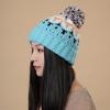 Pompoms Contrast Color Winter Hat Knitted Slouch Skull Hat Adjustable for Outdoor Activity Everyday Use Head Accessory