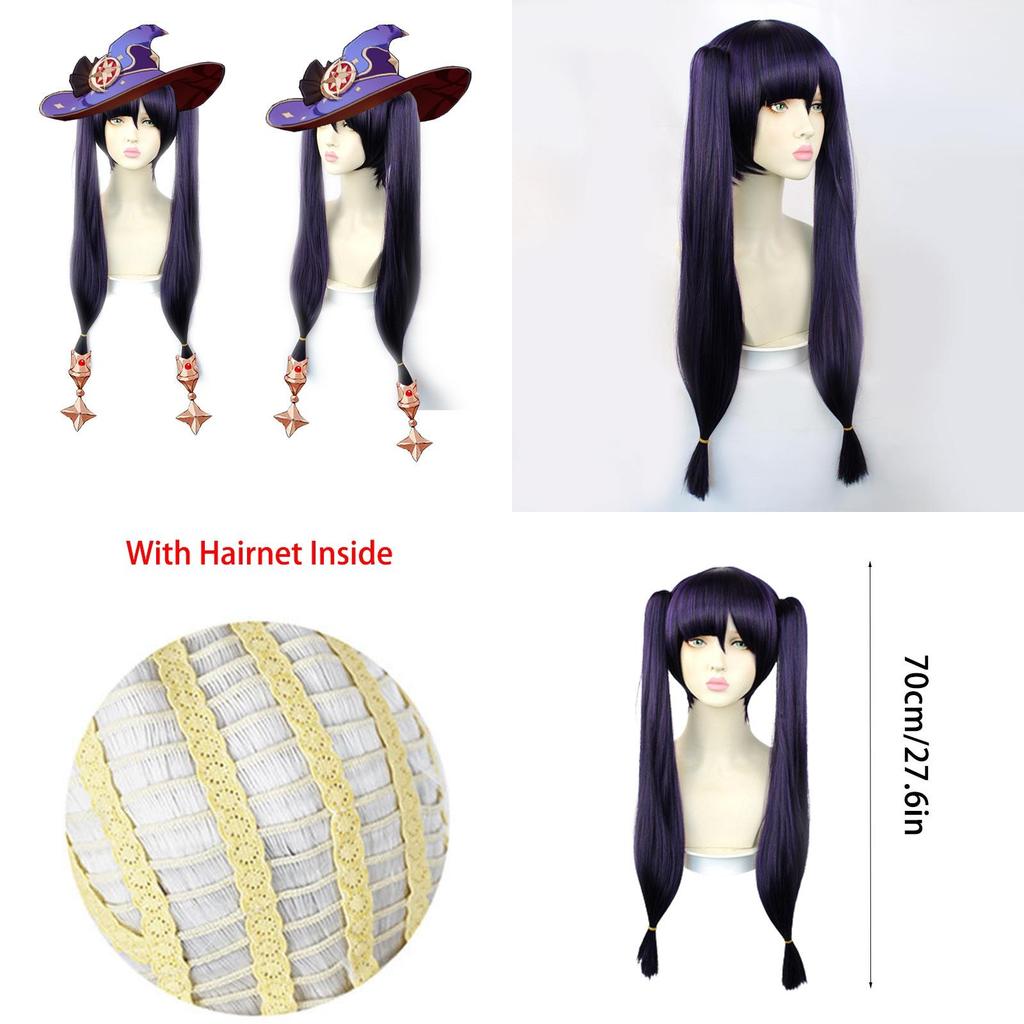 Genshin Impact Mona Wig Hairpiece Adult Cosplay Props Halloween Party Carnival