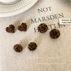 European and American Leopard Print Round Flocking Earrings, Unique Temperament Stud Earrings, Exaggerated Design Sense, Small Face Earrings