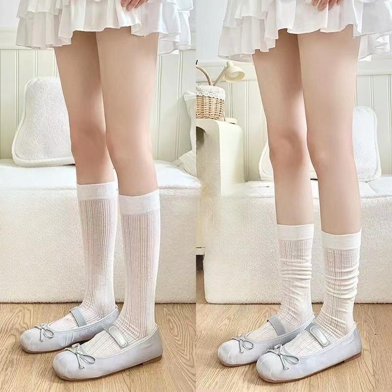 Damen Sommer Dünne Vertikal Ausgehöhlt Einfarbig Wadenstulpen