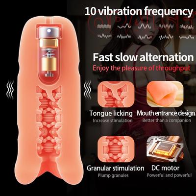 Vibrator Oral Sex Automatic Male Masturbator For Men Tongue Licking Blowjob Vagina Pocket Pussy Penis Oral Sex Toy For Adult Men