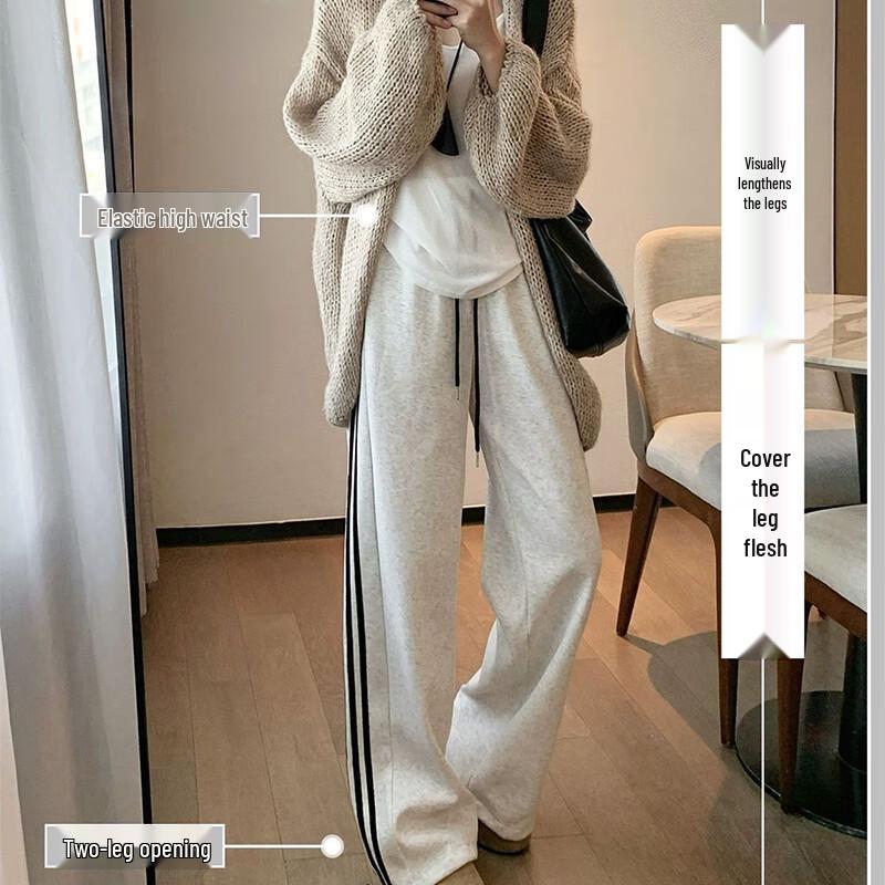 La Chapelle Women's Relaxed Fit 3-Stripe Wide-Leg Sweatpants