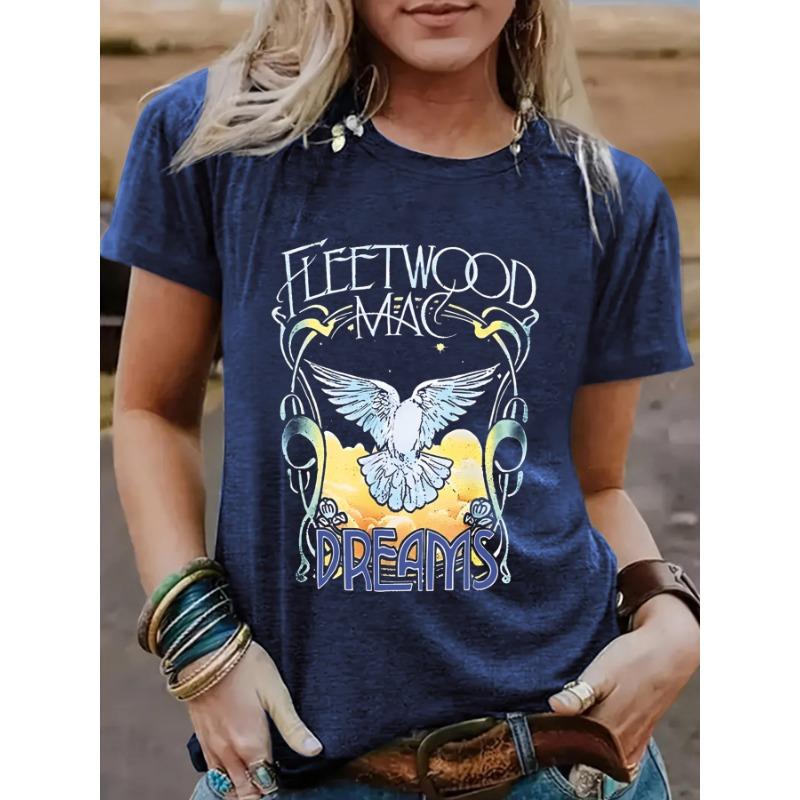 Women's Round-neck Short-sleeved Casual and Fashionable T-shirt with Pigeon Pattern