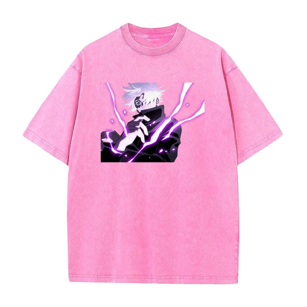 Tricou Anime Jujutsu Kaisen Spălat Gojo Satoru Tricou Grafic Cool Bărbați Casual Tricouri Manga Harajuku Bumbac Bărbați Topuri Vintage