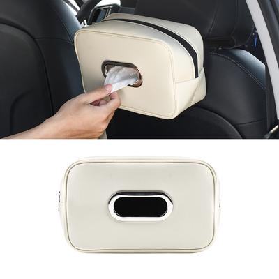 PVC Leather Car Paper Towel Box - Armrest Box/Drawer/Hanging Mount Napkin Holder with Storage, Premium Feel