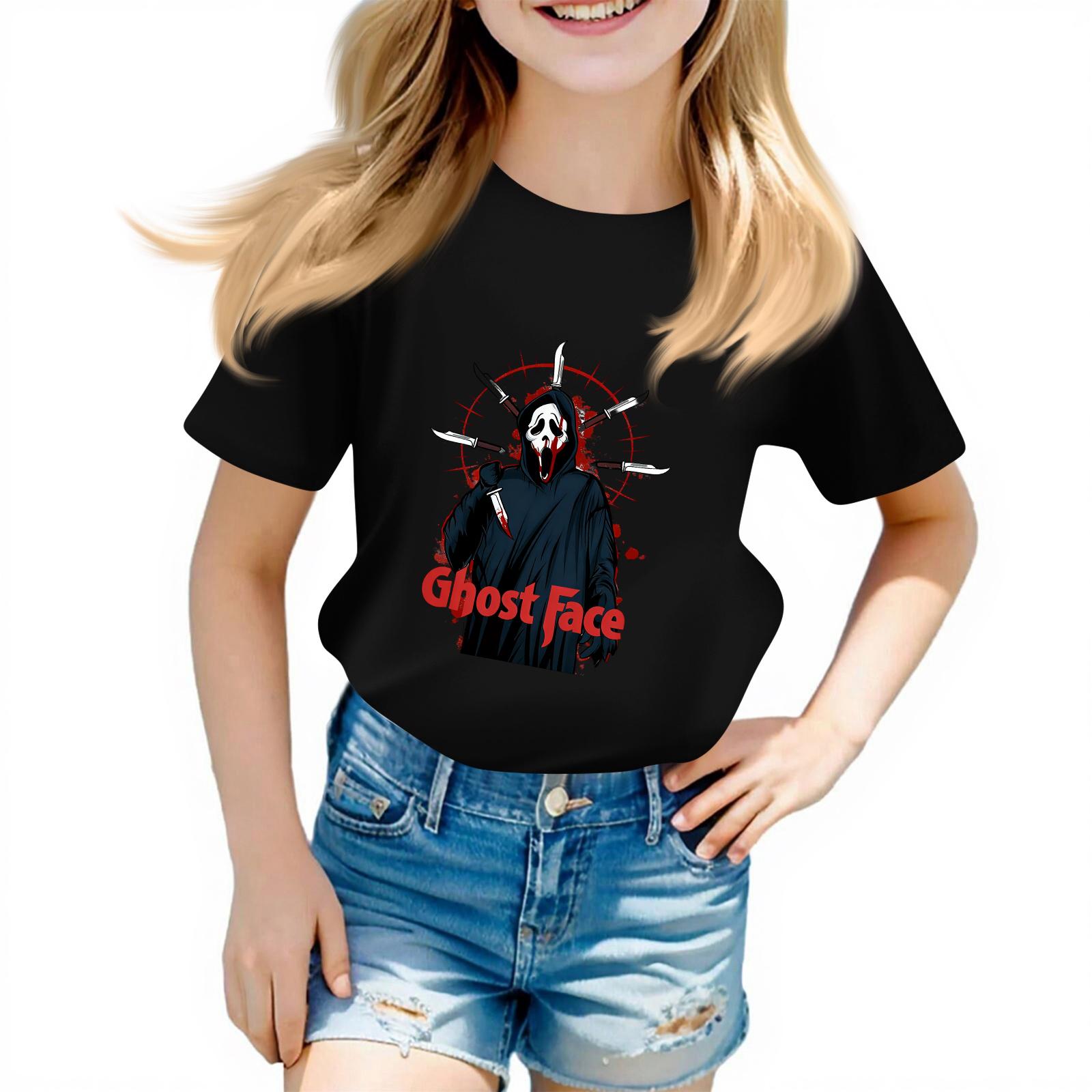 

Модная повседневная детская футболка с принтом с коротким рукавом 140 чёрный