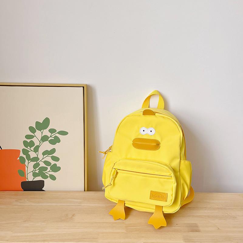 Adorable Cartoon Duck Kindergarten Backpack Large Capacity For Kids Boys Girls Breathable Canvas