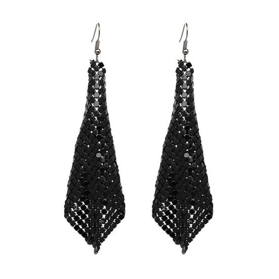 1 Pair Sequin Hook Earrings Geometric Design Long Earrings Night Club Party Women Gown Drop Earrings