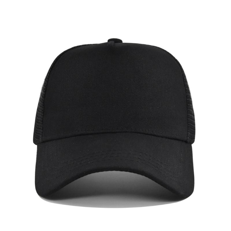 Customized Logo Hard Top 5 Panels Mesh Baseball Cap For Men Women Advertising Cap Breathable Sun Hat Solid Color Visor Gorra