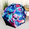 Stitch,Love Fully Automatic Themed Umbrella - 8 Ribs Durable Iron Frame, Tri-fold Compact Design, Perfect As a Gift, Travel Umbrella, Unisex