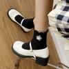 Fashion Simple Platform Single Shoes Autumn New Round Toe Shallow Mouth One Belt Non-slip Wear-resistant Square Heel Mary Jane Shoes