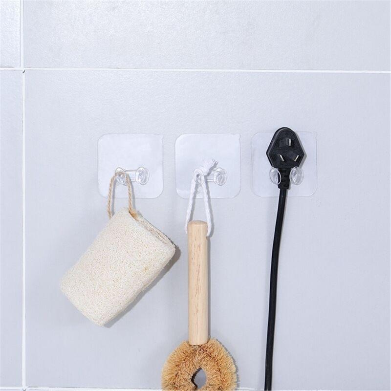 40Pcs Practical Transparent Wall Hooks Adhesive Power Plug Holders Hanging Hooks For Home And Office Use
