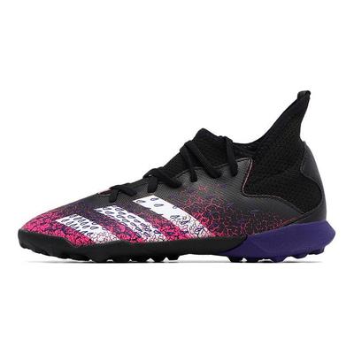 .4 TF Artificial Turf Non-Slip Durable Low-Top Kids Soccer Shoes Kids Soccer Shoes Black White Purple FW7533